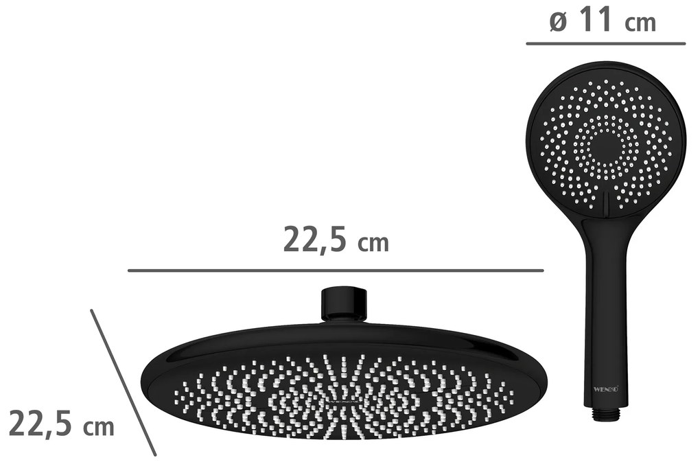Kolumna prysznicowa z deszczownicą i słuchawką, czarna, 120 cm, WENKO