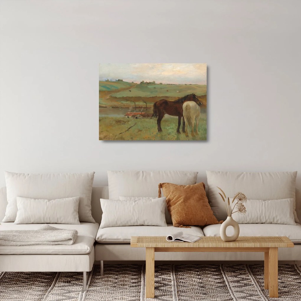 Obraz na szkle - Edgar Degas, Horses in a Meadow, reprodukcje (70x50 cm)