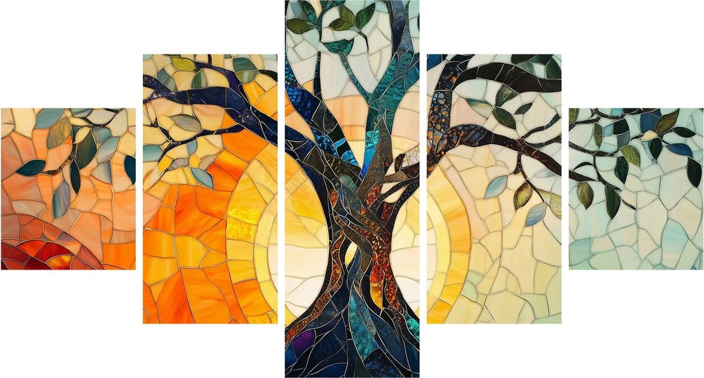 Obraz – Mozaika – słońce i drzewo I. (125x70 cm)