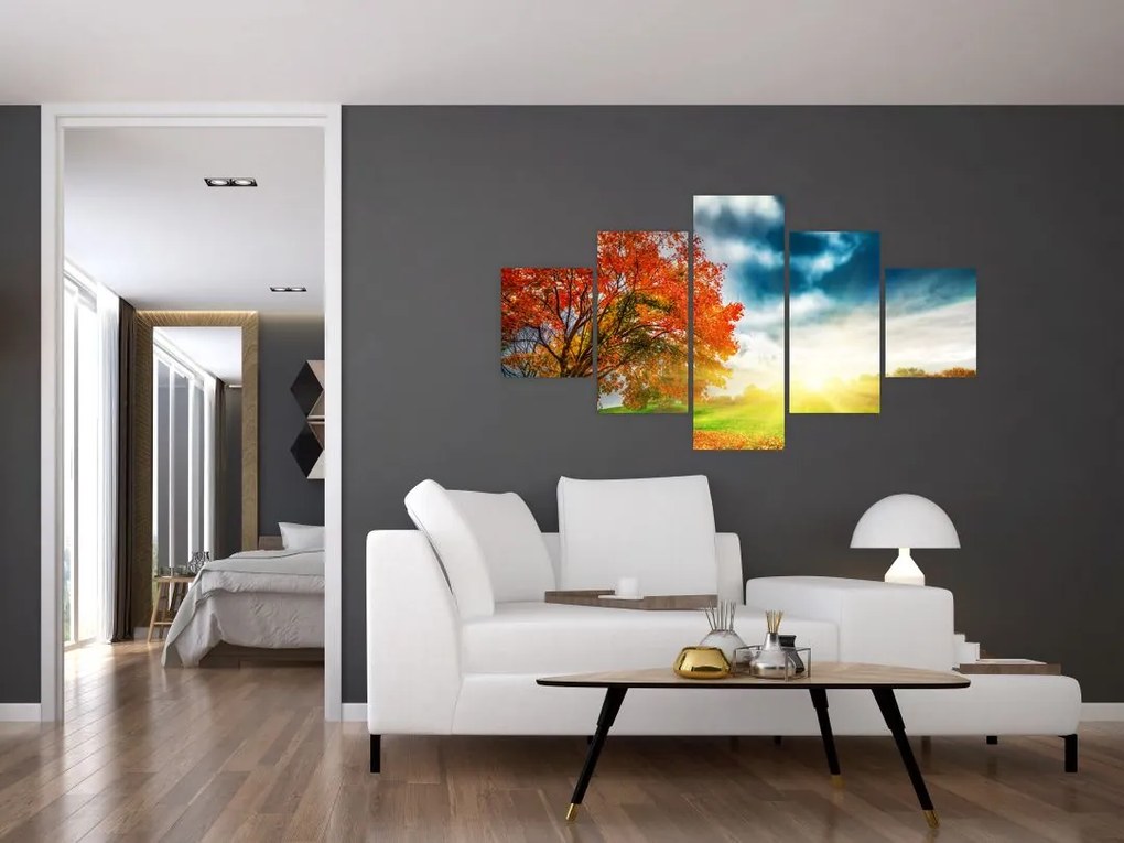 Obraz skąpanego w słońcu krajobrazu (125x70 cm)