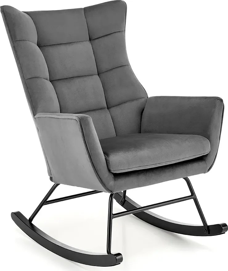 Tapicerowany popielaty bujany fotel C9-B06
