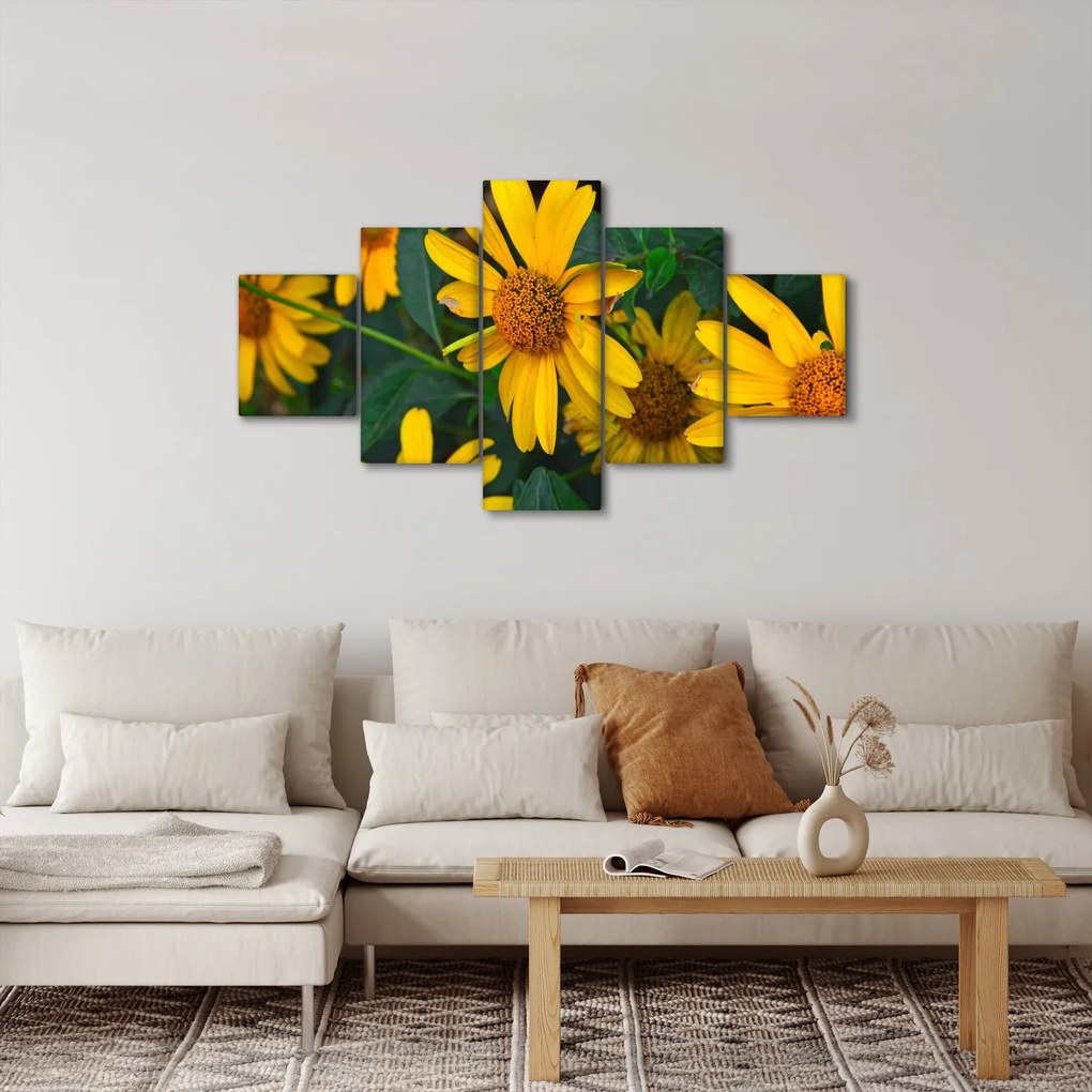Obraz żółtych kwiatów (125x70 cm)