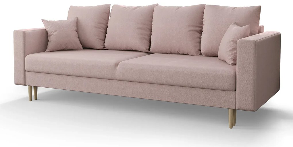 Różowa welurowa sofa rozkładana - Adante