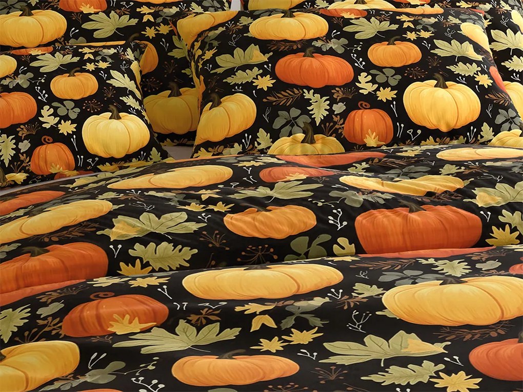 PrzytulneMieszkanie.pl PrzytulneMieszkanie.pl Pościel z mikrofibry ORANGE PUMPKINS kolorowy Rozmiar pościeli: 2 szt 70 x 90 cm | 200 x 220 cm