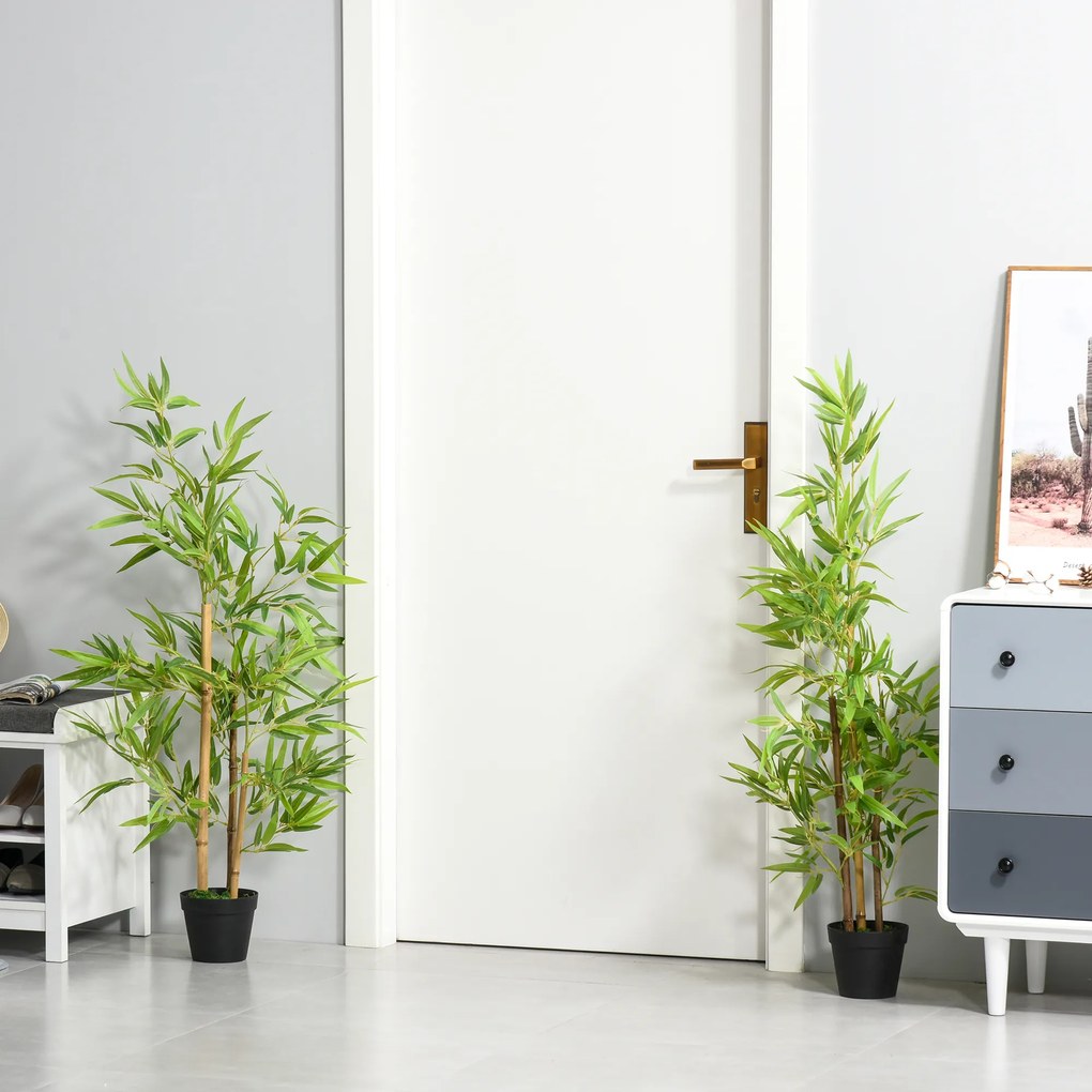 Dekoracyjny Sztuczny Bambus Ozdobne Drzewo Sztuczne 120cm do Domu i Biura | Aosom PL