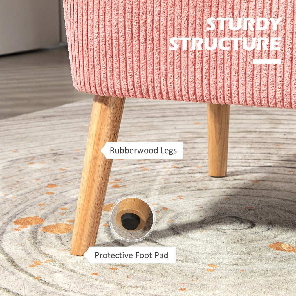 HOMCOM Sofa 2-osobowa, elegancki design skandynawski, solidna rama drewniana, do 150 kg, 117 x 56,5 x 77 cm, Różowa