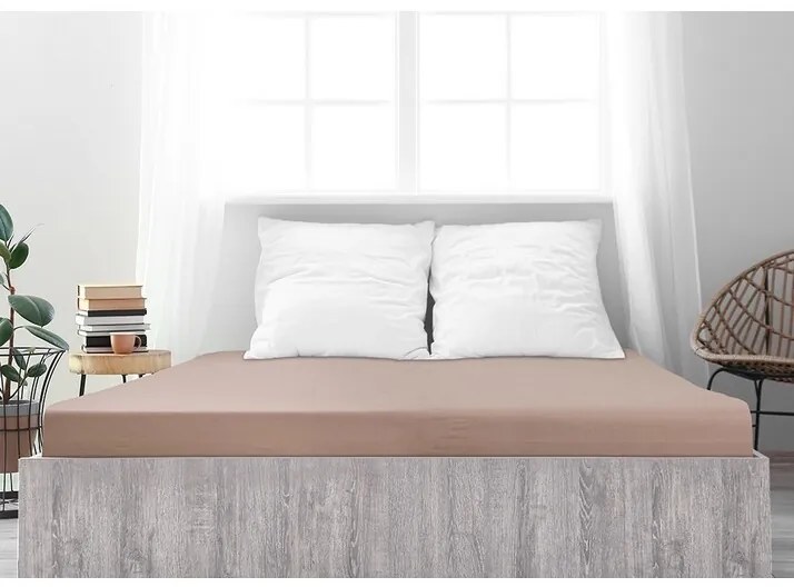 4Prześcieradło Home Jersey Ideal orzech, 180 x 200 cm