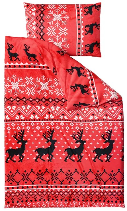 PrzytulneMieszkanie.pl PrzytulneMieszkanie.pl Pościel z mikropluszu BLACK DEERS czerwone Rozmiar pościeli: 70 x 90 cm | 140 x 200 cm