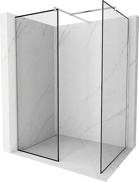 Mexen Kioto ścianka prysznicowa Walk-in 160 x 110 cm, czarna ramka, nikiel szczotkowany - 800-160-202-97-70-110