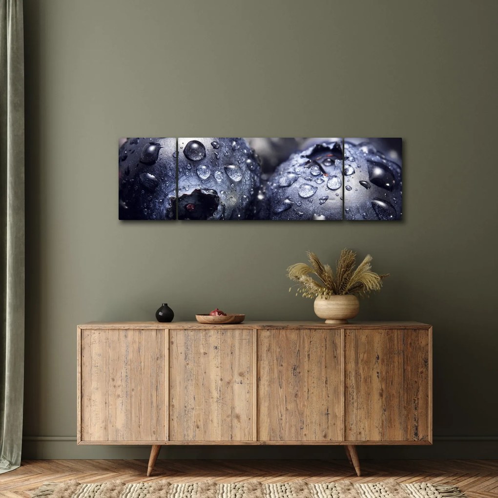 Obraz owoców z kroplami wody (170x50 cm)