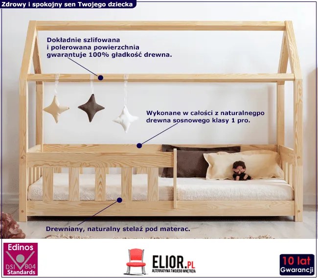 Drewniane łóżko dziecięce domek Z5-S89