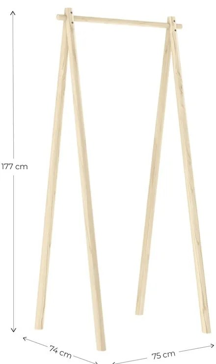 Naturalny stojak na ubrania z drewna sosnowego Hongi – Karup Design