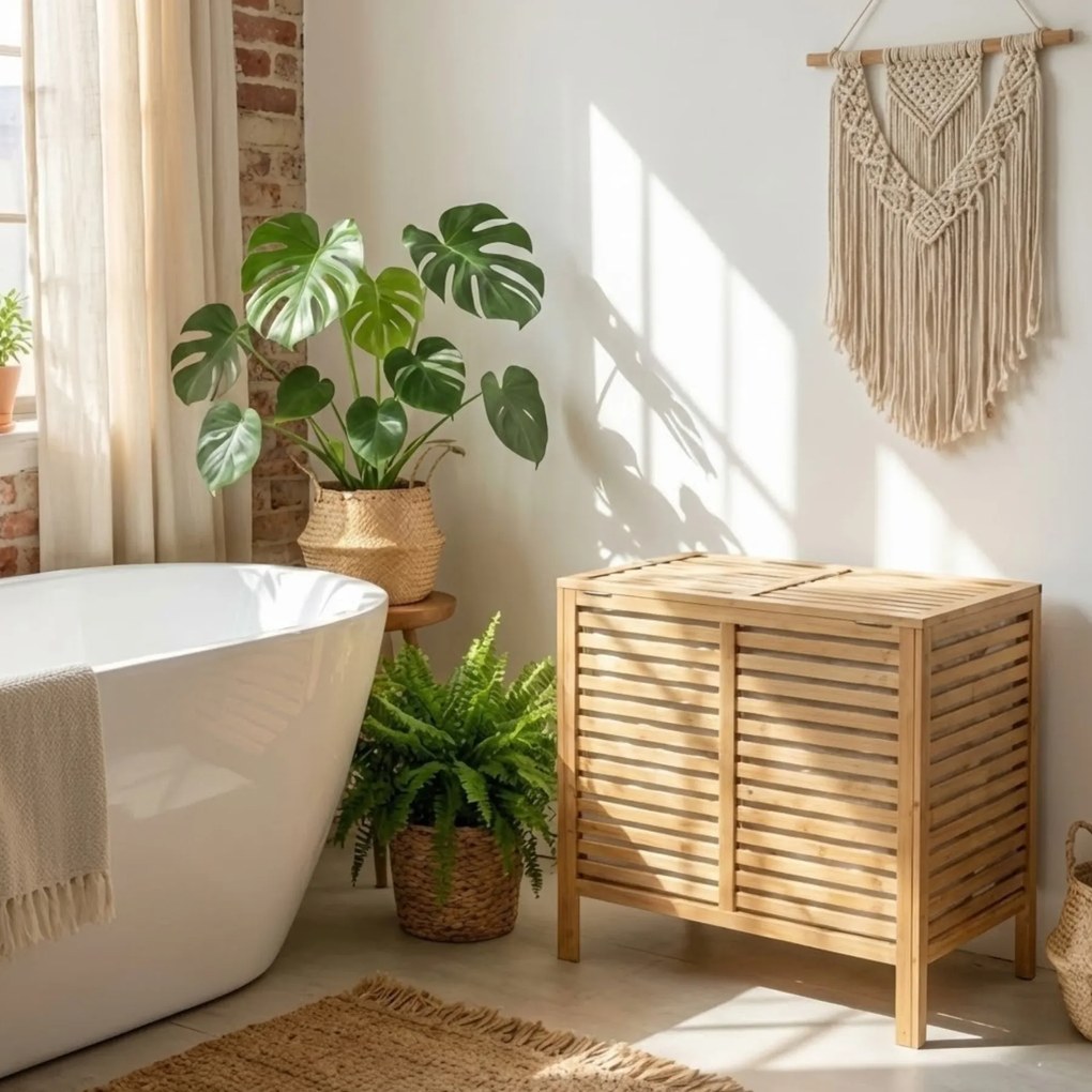 Podwójny kosz na pranie, bambusowy MOA, 90 l