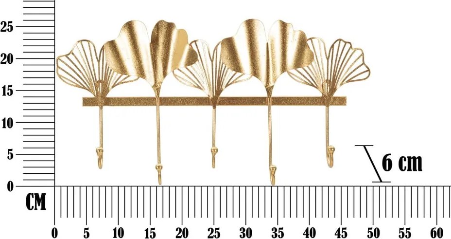 Metalowy wieszak ścienny w kolorze złotym Leaves – Mauro Ferretti