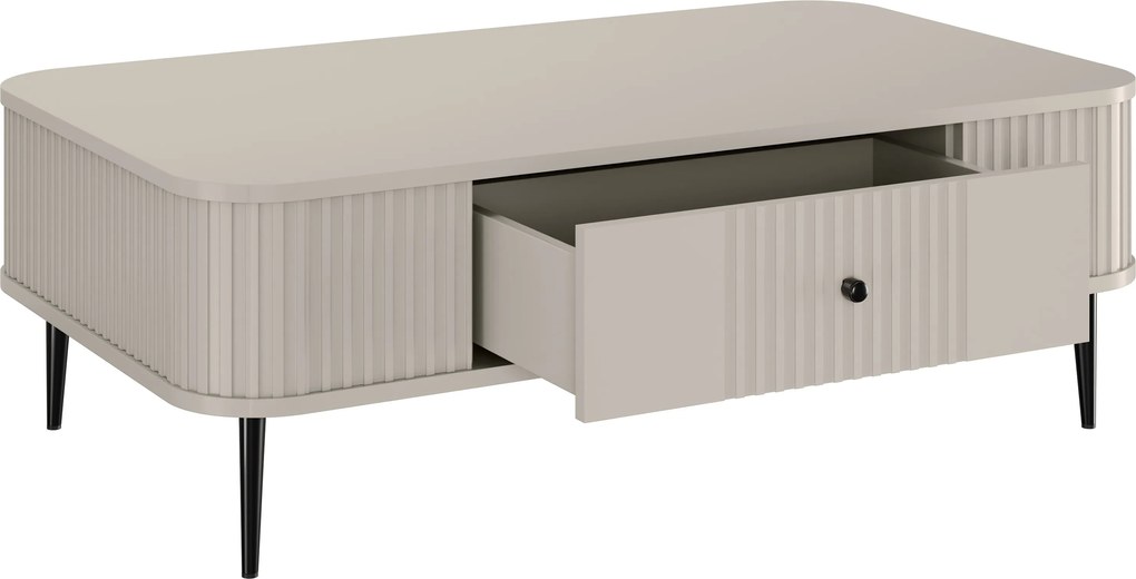 Stolik kawowy Vesper 103x60 cm z szufladą - kaszmir / czarne nogi