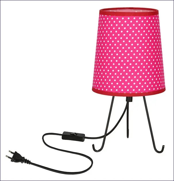 Lampa stołowa z różowo-czerwonym abażurem - 24X D246 K1-C77