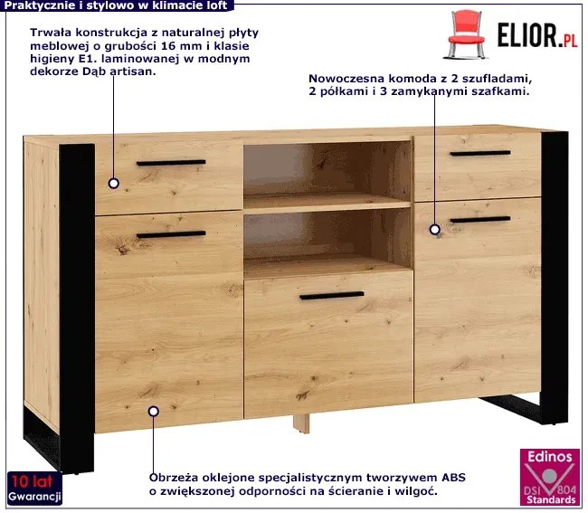 Duża komoda dąb artisan K8-H74