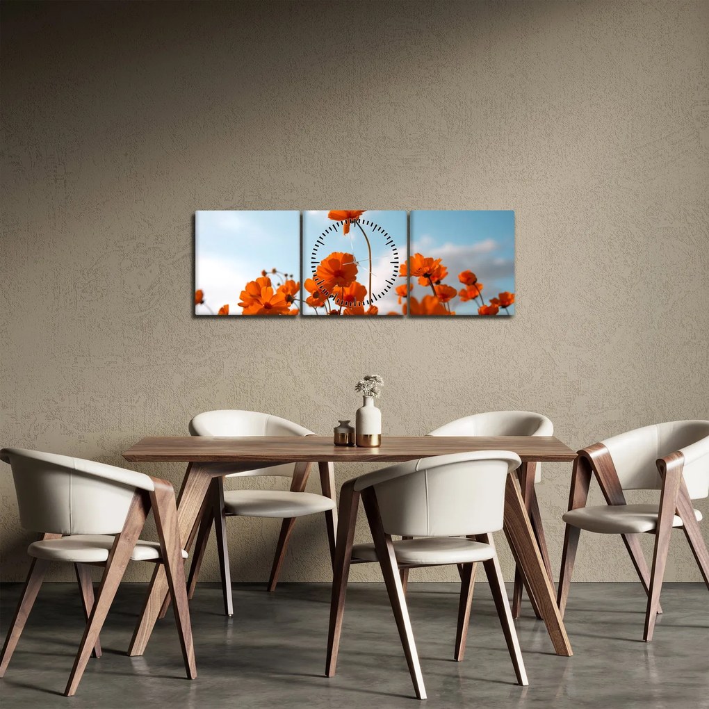 Obraz - Łąkowe kwiaty (z zegarem) (90x30 cm)