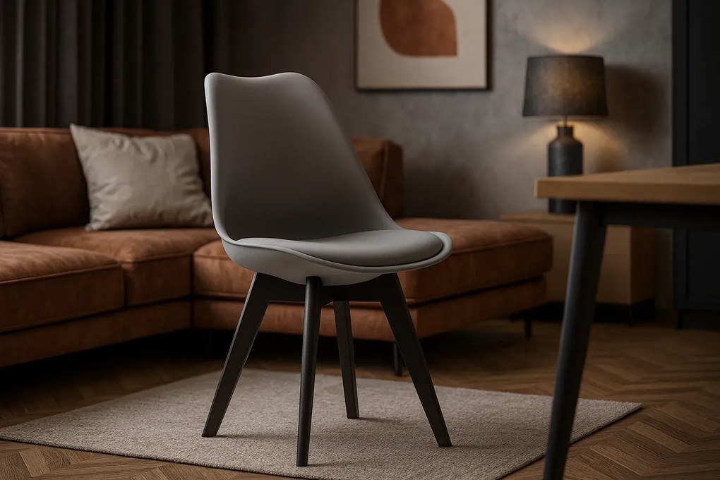 Ciemnobeżowe krzesło kuchenne z poduszką S6-K90