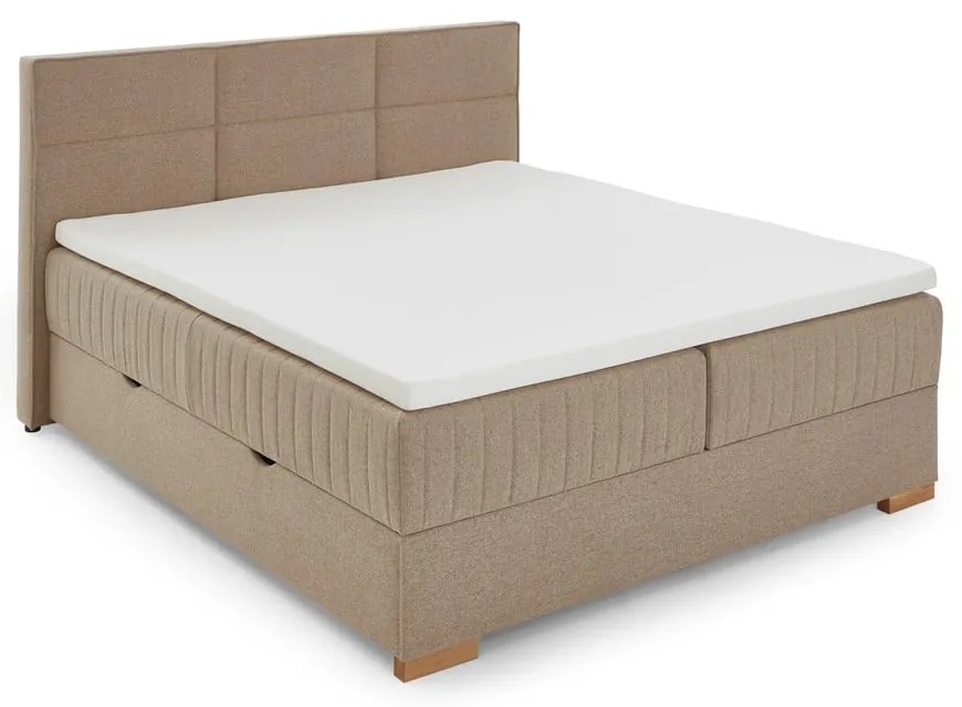 Beżowe łóżko boxspring ze schowkiem 180x200 cm Tambo – Meise Möbel