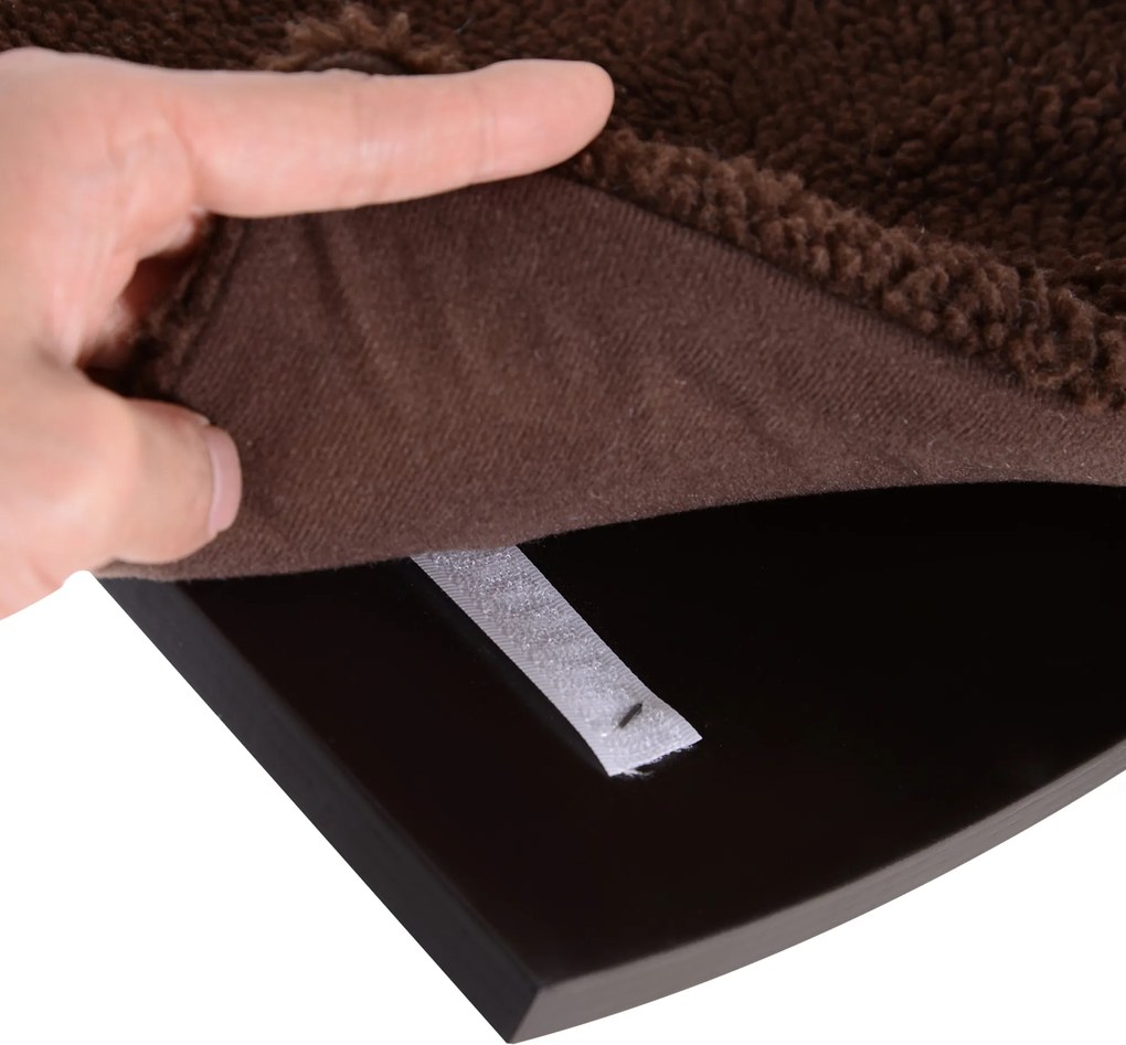 Pawhut Legowisko Ścienna Półka dla Kota Pluszowa Nakładka Mdf Brązowy Wygodne i Stylowe 41x28x21cm | Aosom PL