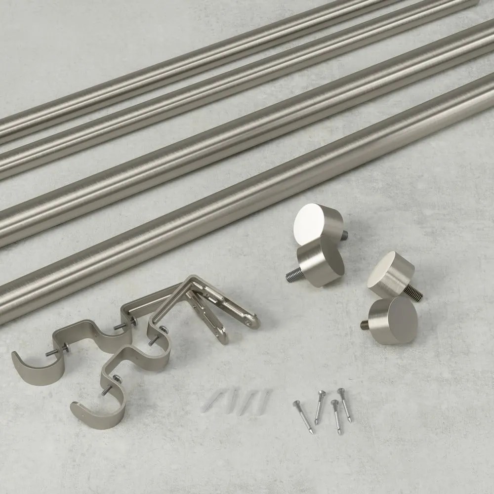 Podwójny regulowany karnisz ze stali nierdzewnej 168 - 305 cm Cappa – Umbra