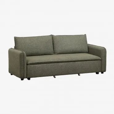 Sofa Rozkładana 3-osobowa Z Tkaniny Bouclé Drovi Bukla Szałwiowa Zieleń - Sklum