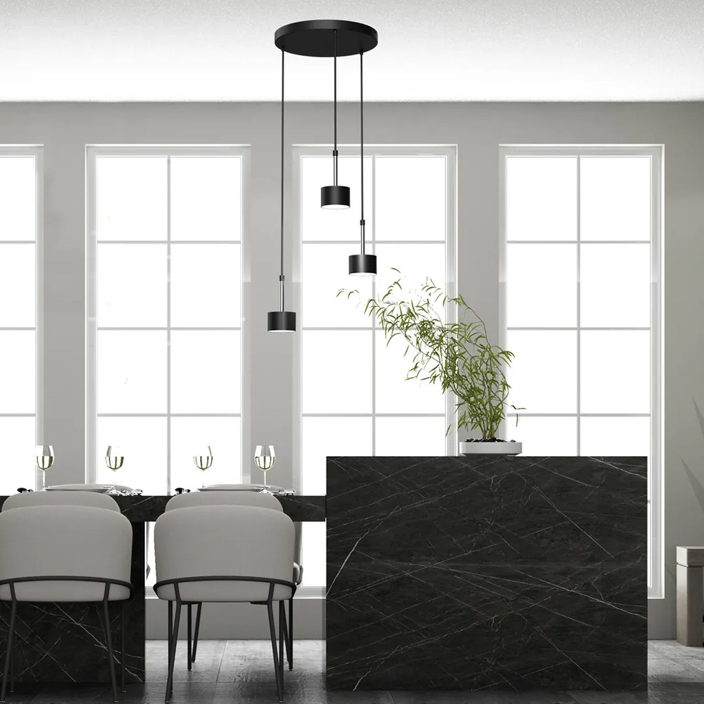 Lampa wisząca ARENA BLACK/SILVER 3xGX53, czarna, na kole potrójna