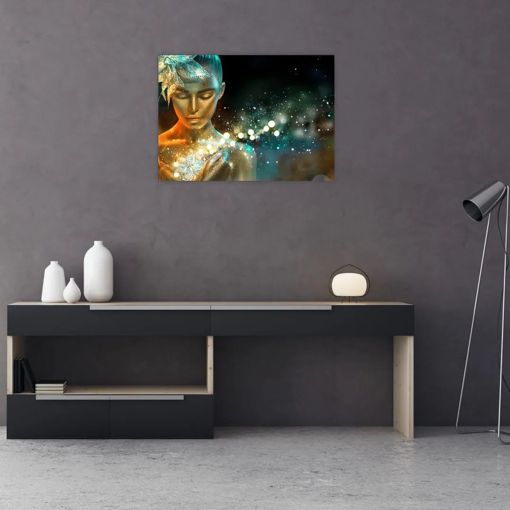 Obraz na szkle złotej wróżki (70x50 cm)