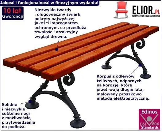 Ławka parkowa Bicaro 3X bez oparcia 150cm - 7 kolorów