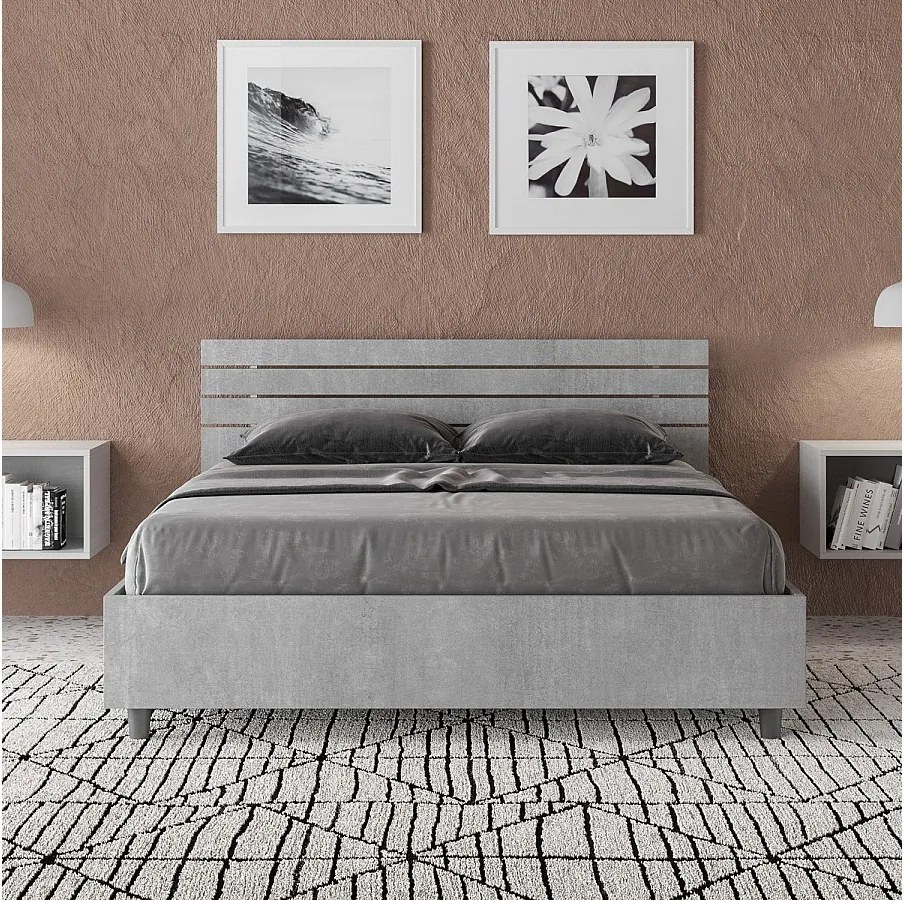 Łóżko bez stelaża 140x200 Nachylony zagłówek z listwami cementu Ankel