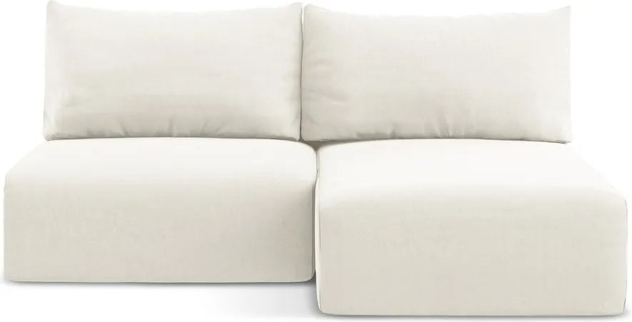 Kremowy aksamitny rozkładany/ze schowkiem narożnik (prawostronny/z szezlongiem) Kalena – Makamii