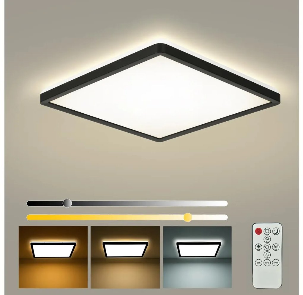 Brilagi - Ściemnialna oprawa LED ULTRA SLIM LED/18W/230V 30x30 cm czarna + z pilotem