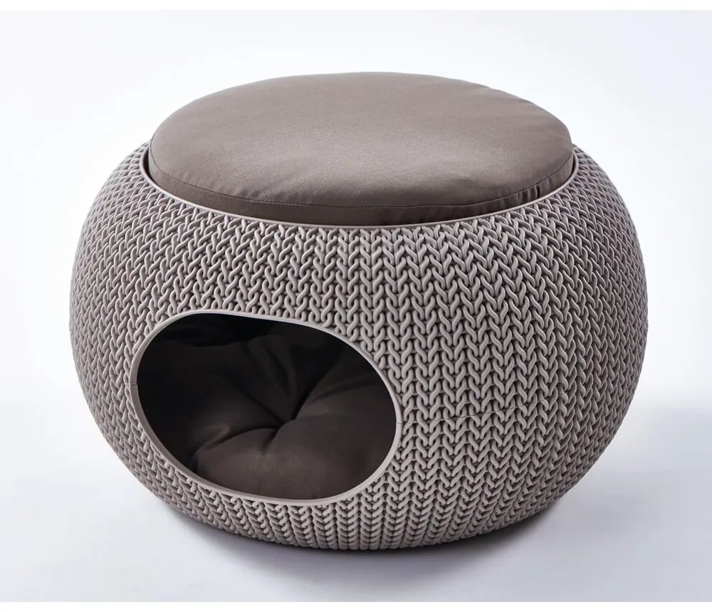 Brązowe plastikowe legowisko dla kota Curver Knit Home