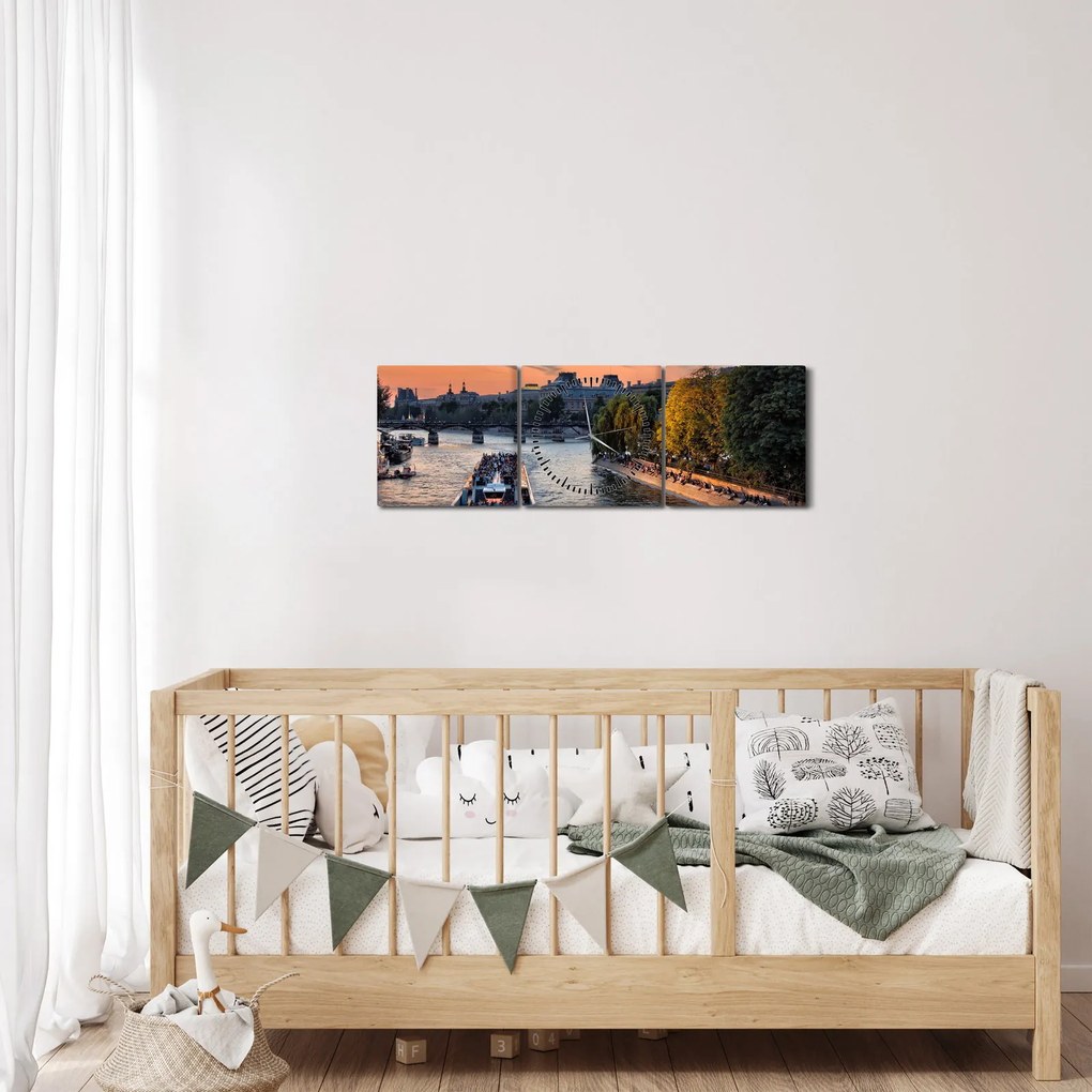 Obraz - statek na rejsie widokowym (z zegarem) (90x30 cm)