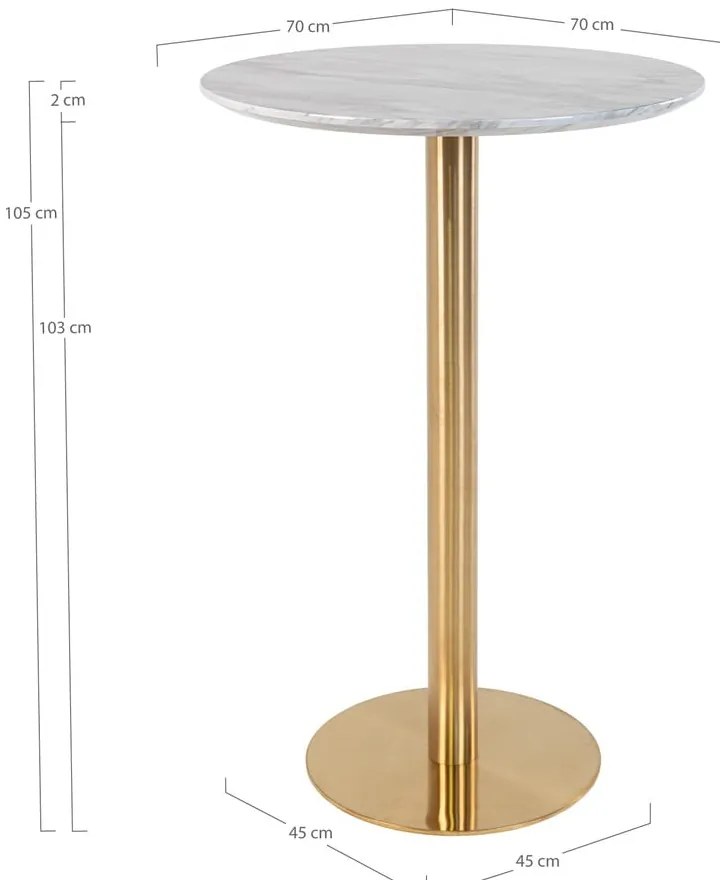 Okrągły stolik barowy z blatem w dekorze marmuru ø 70 cm Bolzano – House Nordic