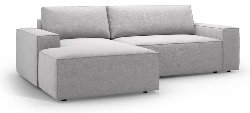Jasnoszary rozkładany narożnik z materiału bouclé (lewostronny) Jodie – Micadoni Home