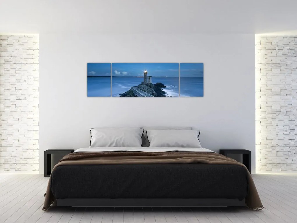 Obraz latarni morskiej i morza (170x50 cm)