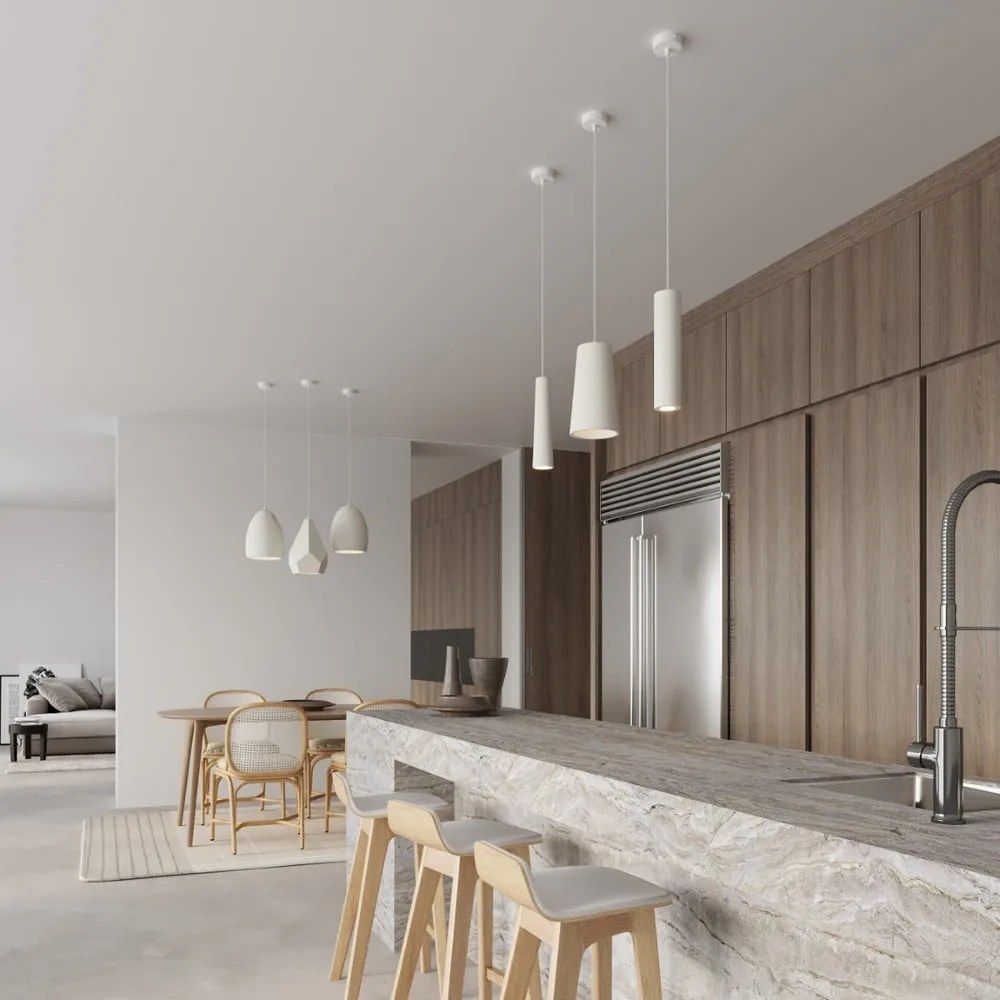 Biała lampa wisząca z ceramicznym kloszem ø 8 cm Alverna – Sollux