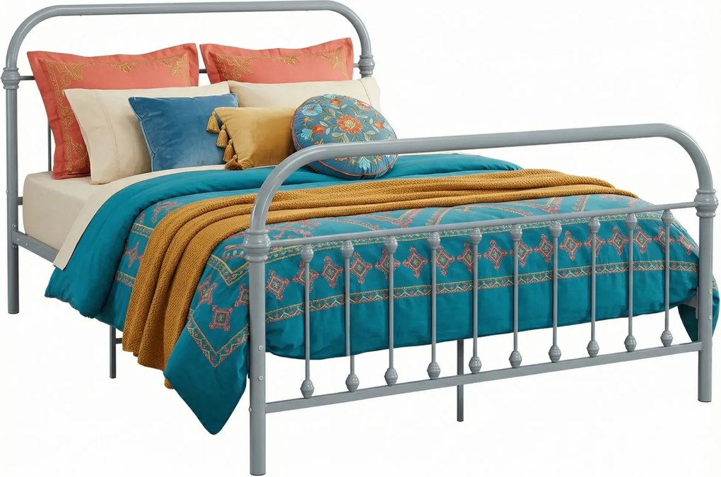 Szare industrialne łóżko metalowe 120x200 cm R5-R01