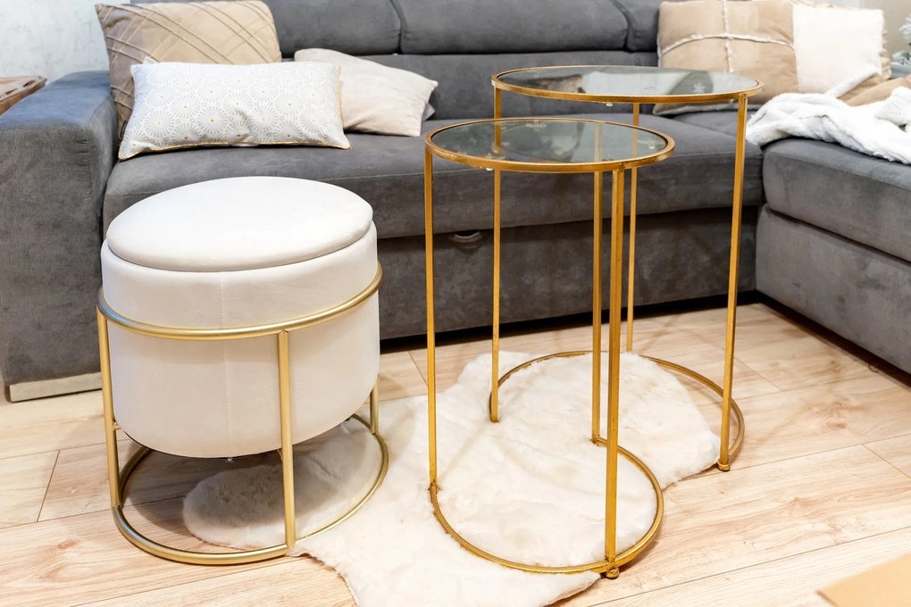 Pufa ze schowkiem ELIANE, okrągła