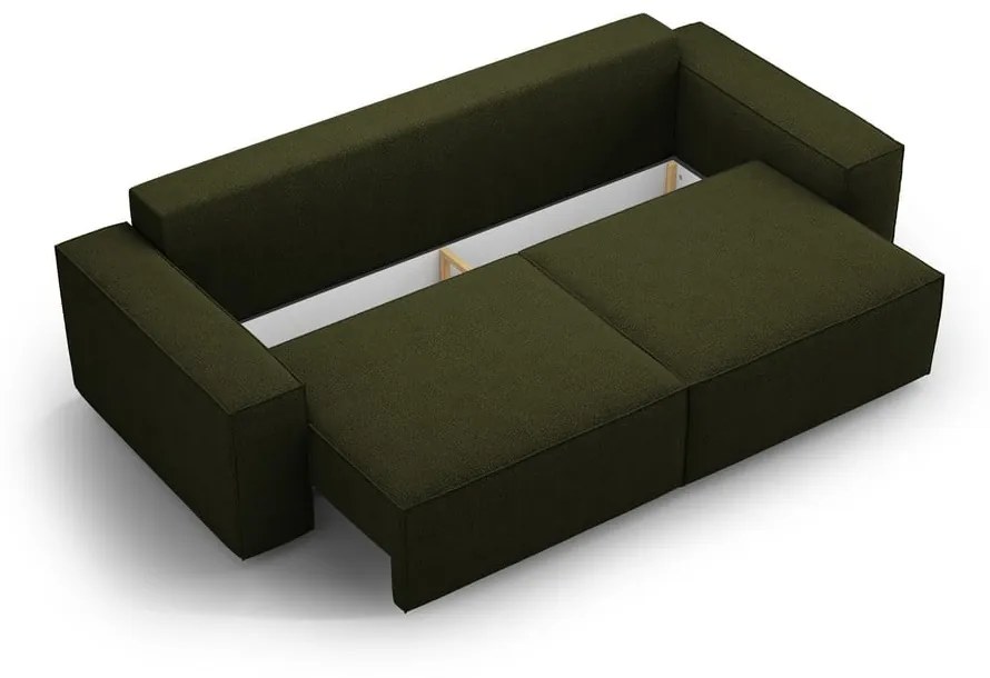 Ciemnozielona rozkładana sofa z materiału bouclé 247 cm Jodie – Micadoni Home