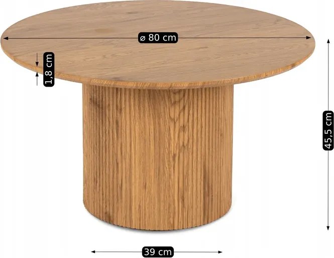 Stolik Kawowy MAYLIN MAX 80 cm Dąb Skandynawski