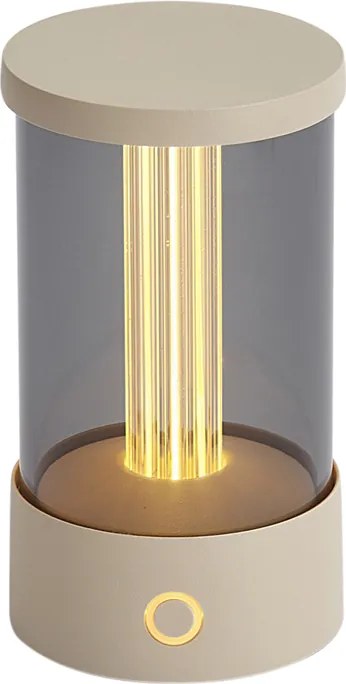 Zewnętrzna lampa stołowa beżowa ładowalna ze stacją ładującą IP65 - Grill