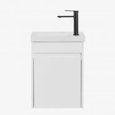 Zestaw Wiszących Mebli Łazienkowych Zintegrowany Z Umywalką Narek Biała & Bezlusterkowiec & Czarny ↑20 Cm Z - Sklum