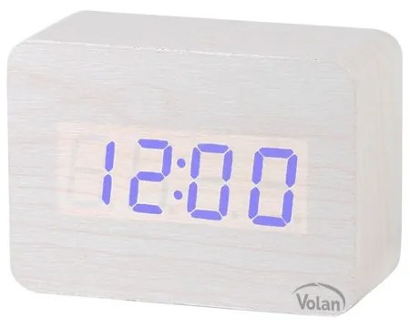 Zegar budzik drewniany led elektroniczny cyfrowy stojący - termometr + data