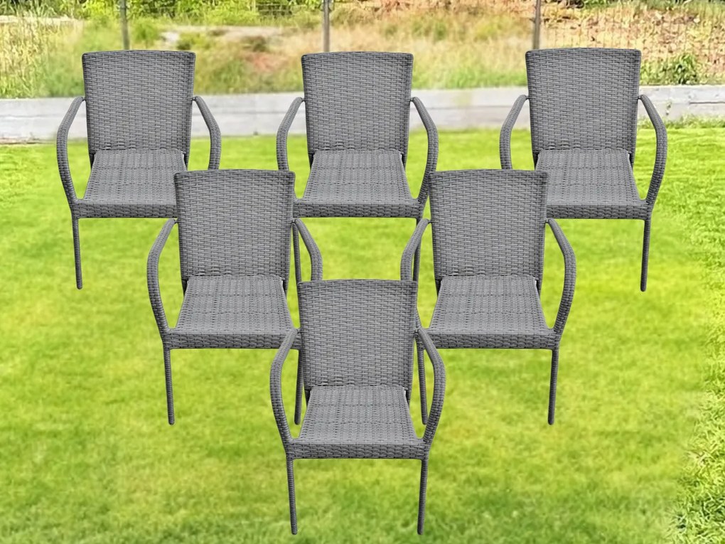 Komplet 6 krzeseł z szarego technorattanu na taras