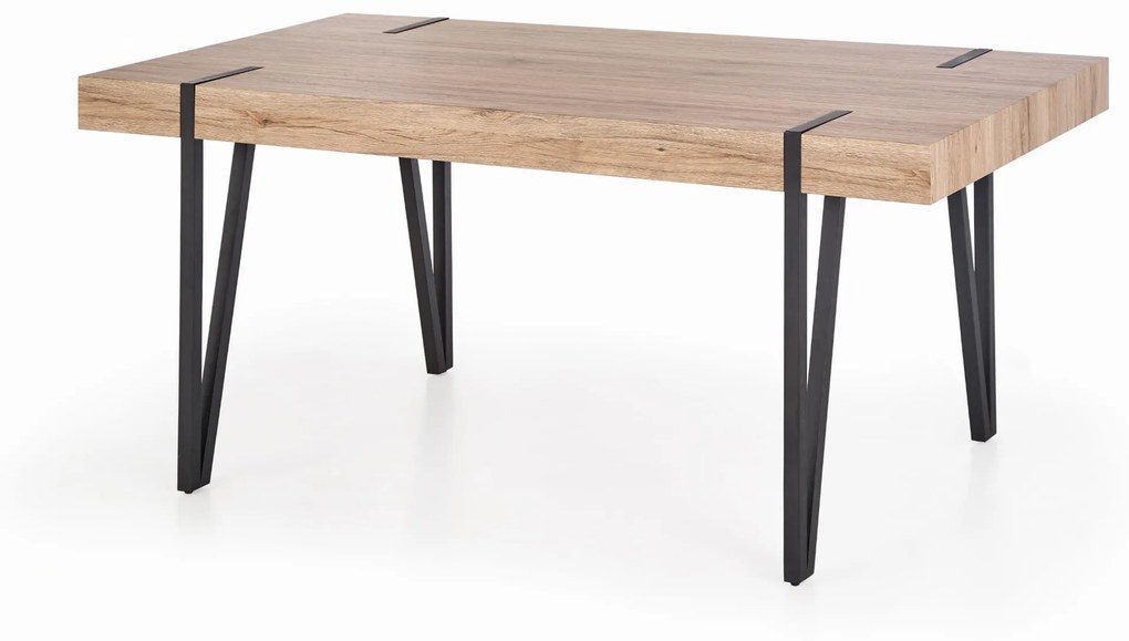 YOHANN stół dąb san remo / czarny loft, 170/90/76 cm 6 osobowy prostokątny