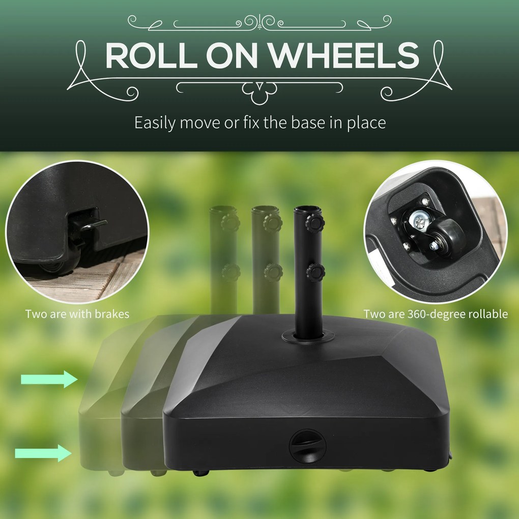 Outsunny Podstawa na parasol, Stojak na parasol, Uchwyt na parasol, 54,5 x 54,5 x 48 cm, Czarny