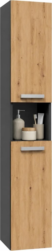 Industrialny słupek z koszem do łazienki dąb artisan antracyt Z7-B48